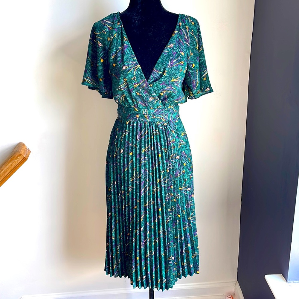 ModCloth Blooms By the Evergreen Pleated Dress